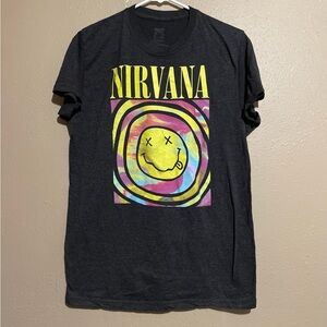 Nirvana Colorful Logo Graphic Band Tee Black T-Shirt Women’s L